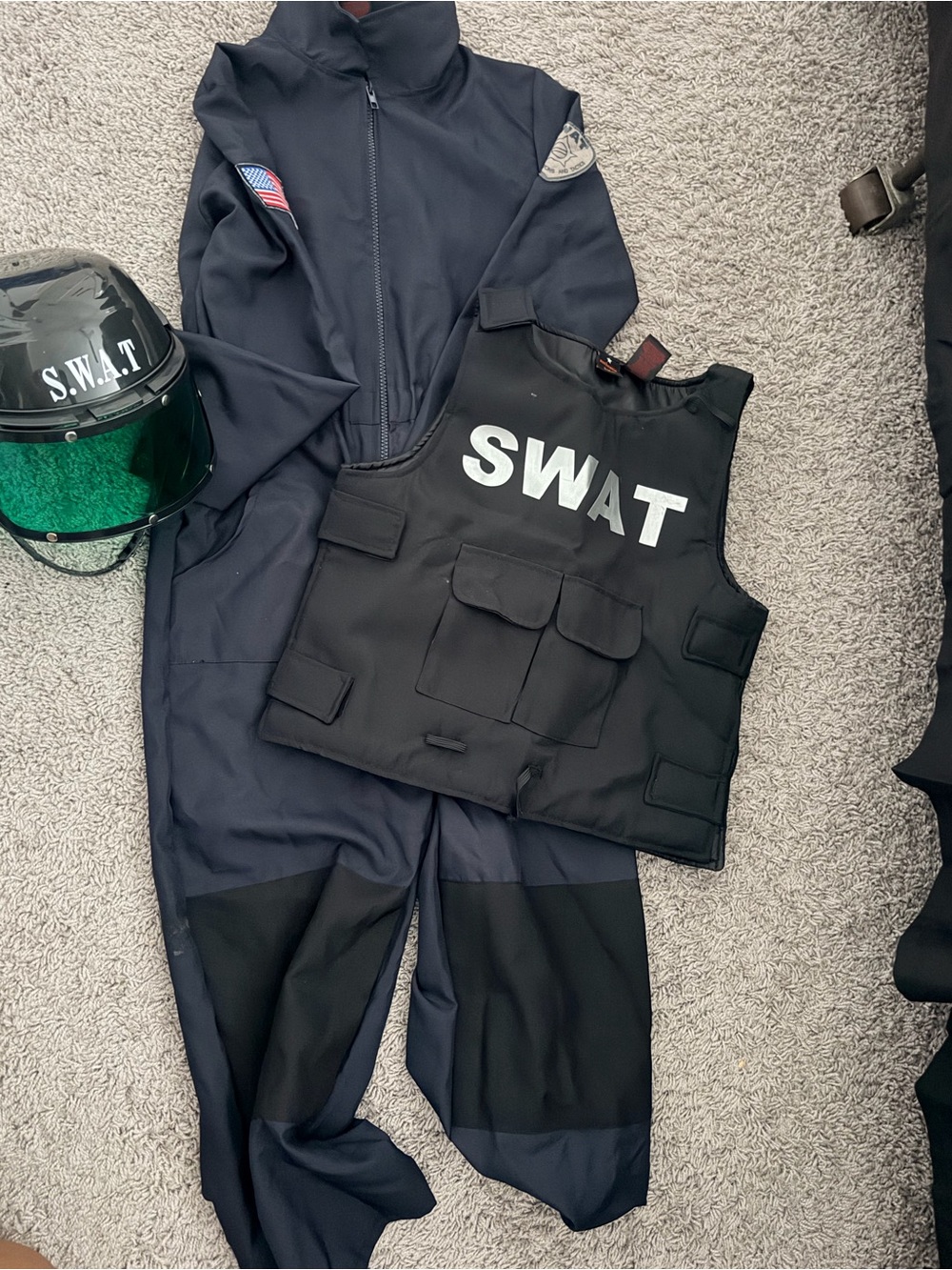 Kids SWAT Costume Set - Black Tactical Vest & Navy Jumpsuit